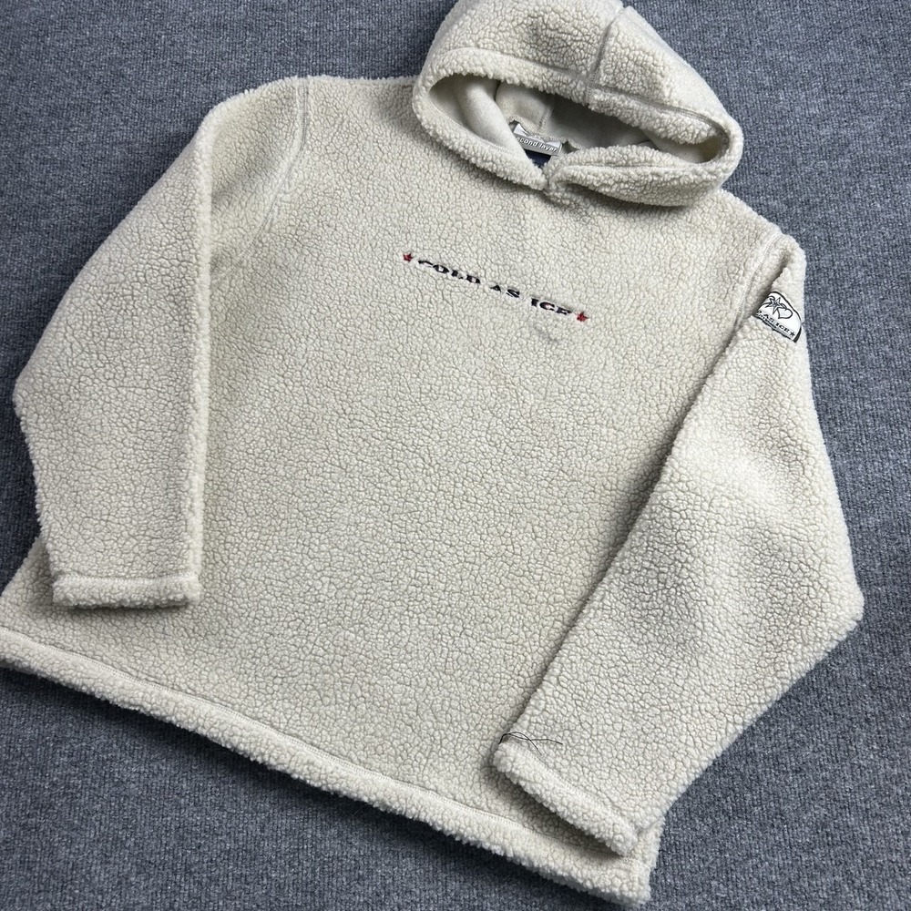 Cold As Ice Hoodie Mens Medium White Sherpa Fleece Heavyweight Sweatshirt